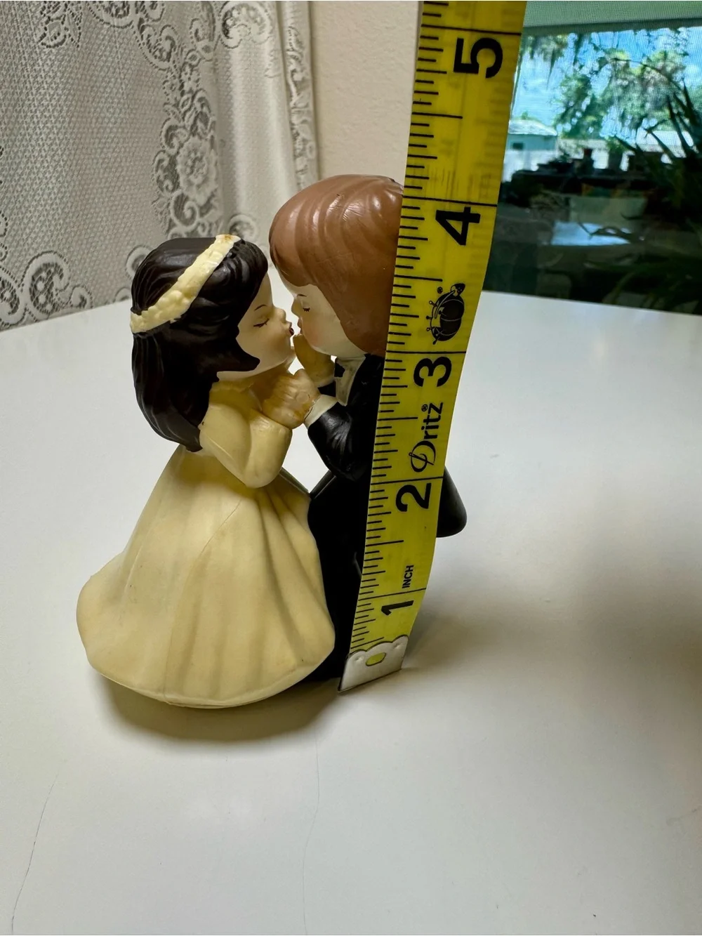 Vintage (1975) Wilton Wedding Couple Cake Topper Figurine - Cream & Black